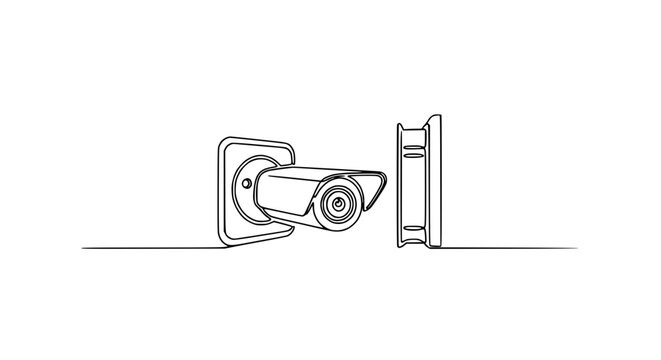 Security Camera Line Art: Modern Surveillance Technology, Minimalist Design