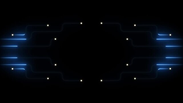 Abstract futuristic digital network by neon lines. Abstract digital dot line particle data background connecting technology concept Motherboard circuit pattern with ai text. 4k background animated