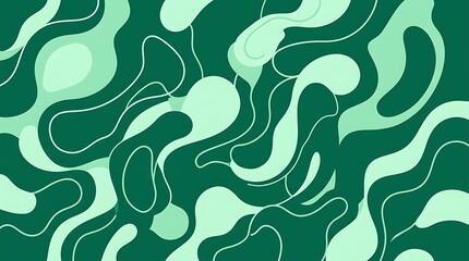 Fototapeta premium Abstract liquid shapes background in green tones with flowing organic lines and modern fluid vector design