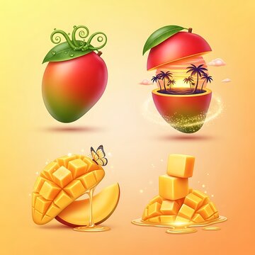 Creative mango fruit concepts and tropical slices
