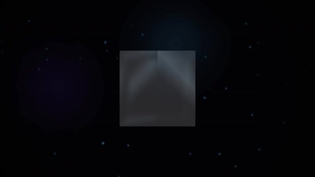 Rotating 3D geometric shape morphing from disc to cube in space, ideal for sci-fi intros, tech backgrounds and motion design