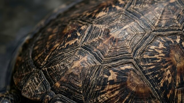 Detailed Close-Up of Turtle Shell Texture and Patterns