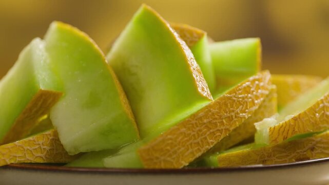 Melon close up, man cutting Watercolor of a whole melon and slice, summer juicy fruit
