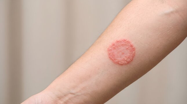 Macro Close Up of Tinea Corporis Ringworm Patch on Forearm Skin