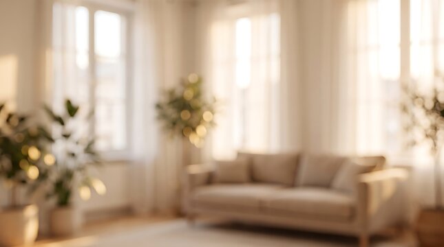 Blurred Living Room Interior with Natural Light