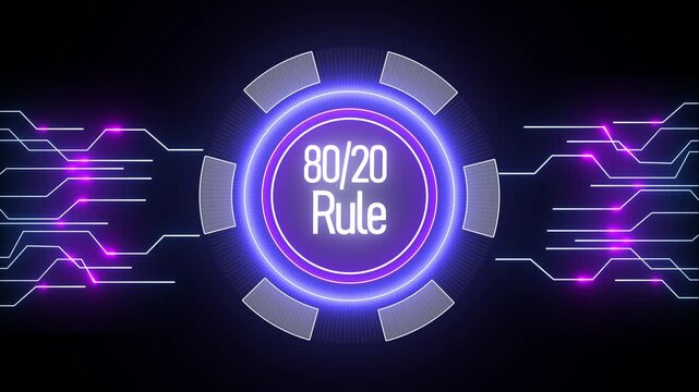 80/20 rule modern digital illustration with glowing circuit design