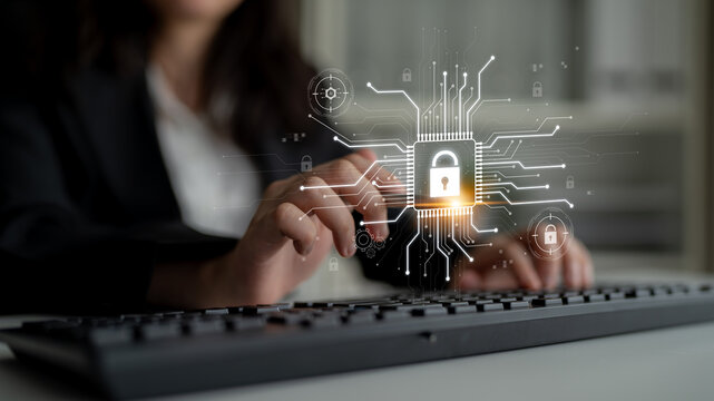Cyber security system protecting digital infrastructure. Cyber security ensures data safety, prevents breaches, cyber security strengthens defense, and supports secure operations. Latch