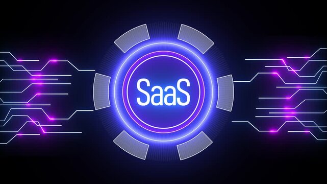 Modern futuristic saas logo with glowing circuit design