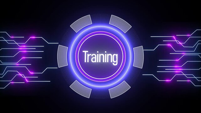 Modern futuristic training concept with glowing circuit design