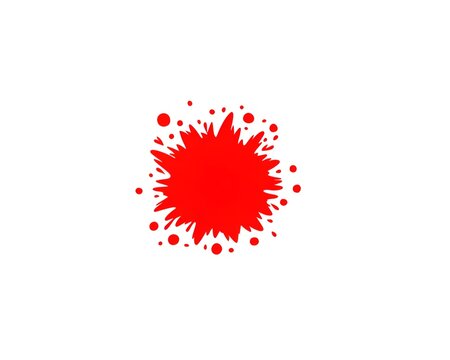 Dynamic red paint or ink splash isolated on white background
