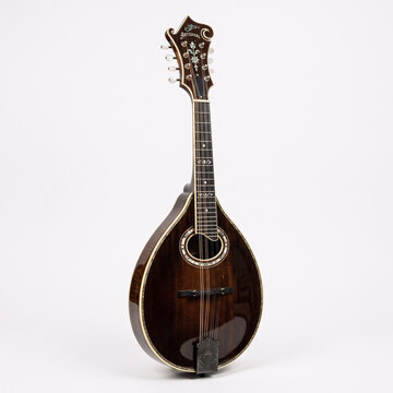 Acoustic mandolin isolated on white. Traditional wooden string instrument for folk music.