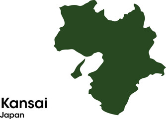 Kansai Japan Map Filled map of Kansai Region map, editable vector map with administrative boundaries, isolated on a light background. Detailed geographic illustration © Renata