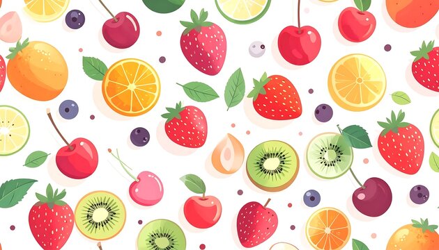 Colorful abstract fruit pattern seamless design.
