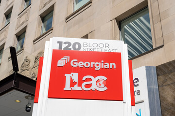 Fototapeta premium Toronto, Ontario, Canada - August 5, 2026: The campus for a public private partnership between Georgian College and the International Language Academy of Canada (ILAC) on Bloor Street East in Toronto,