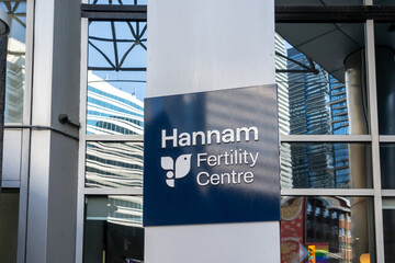 Fototapeta premium Toronto, Ontario, Canada - August 5, 2026: Hannam Fertility Centre on Bloor St E in downtown Toronto, Ontario, Canada. The centre is a clinic specializing in fertility care services. 