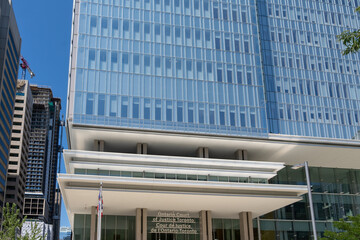 Fototapeta premiumToronto, Ontario, Canada - August 5, 2026: Ontario Court of Justice building located on Armoury Street in Toronto, Canada. The Ontario Court of Justice is the provincial court of record. 