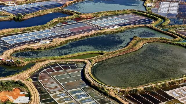 Aerial Establishing of Plage des Oc&eacute;anides Salt Marshes and Oyster Farms in Gu&eacute;rande France