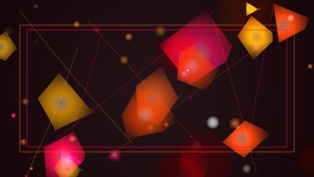 Abstract background, with floating geometric, shapes, red and, orange polygons