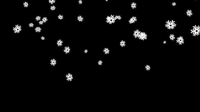 白い雪の結晶が舞い降る背景透過アニメーション 4K