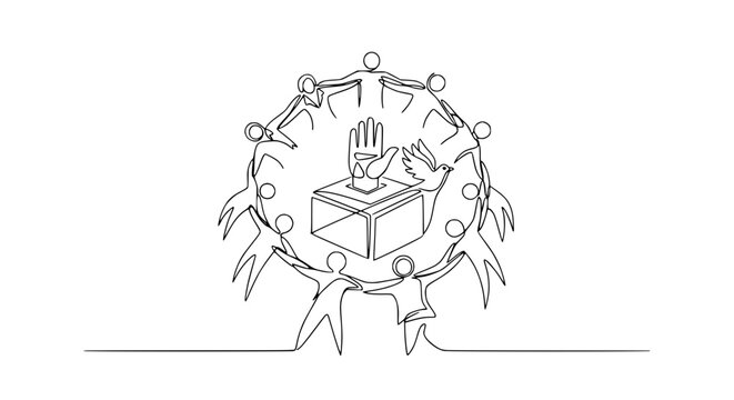 People Circle Voting Ballot Box Dove Hand Transparent Background