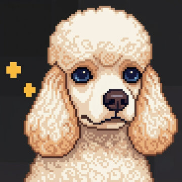 Elegant Poodle Pixel Art Portrait with Curly Fur 