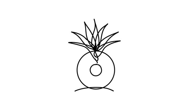 Minimalist pineapple illustration white background.