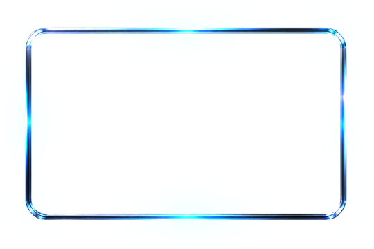 Futuristic Blue Glass Rounded Rectangle Frame Border UI Overlay Isolated