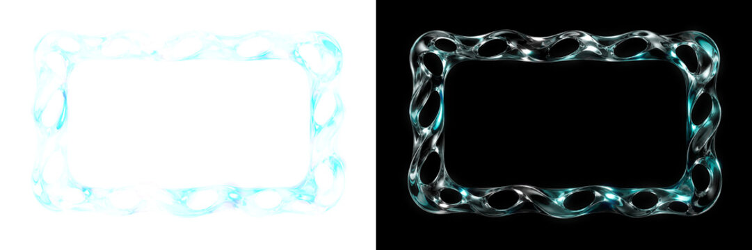 Futuristic Crystal Glass Twisted Rounded Rectangle Frame Border UI Overlay Isolated