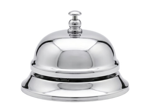 Polished chrome service bell isolated on white background