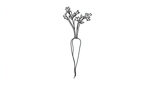 Hand drawn carrot illustration on white background.
