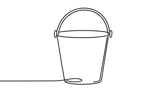 Simple line art bucket drawing white background.