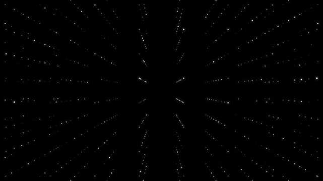 White digital particle dots moving in grid formation on black