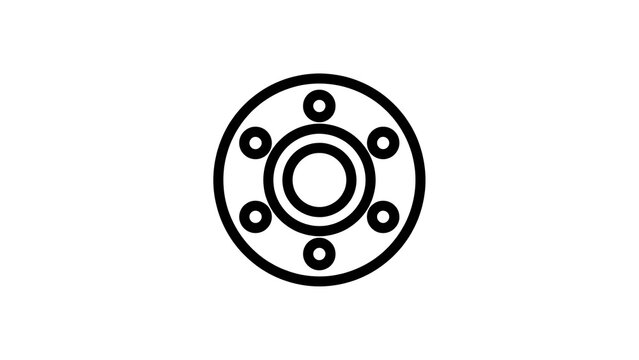Minimalist gear icon on white background.