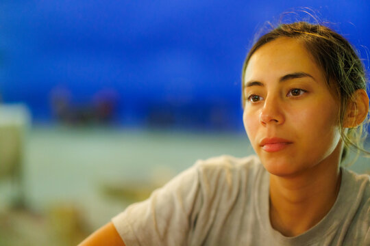 Woman at night in Galapagos