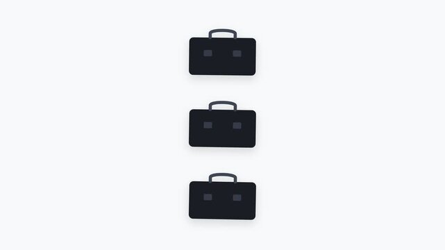 Black leather briefcase rows scrolling vertically against a minimalist white background for corporate marketing