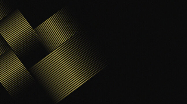 Abstract luxury gold and black digonal line background with grain texture.