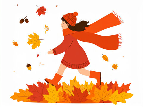 A charming autumnal illustration suitable for seasonal marketing, educational content, or editorial themes about nature and childhood.