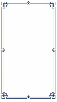 Navy blue double-line geometric border with diamond accents