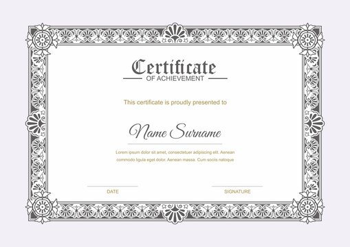 Classic Ornamental Certificate Template with Decorative Floral Frame