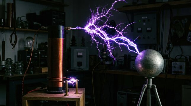 High voltage electricity discharge from scientific equipment.