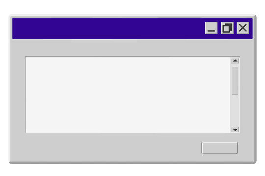 Retro Operating System Pop Up Window Frame Template With Scroll Bar And Blank Space For Mockup Design