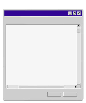 Vintage Operating System Blank Pop Up Window Screen Template For Web Application Presentation And UI Design