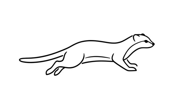 Running weasel illustration on white background.