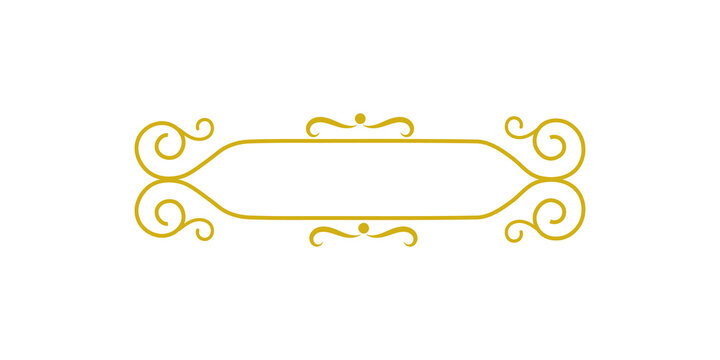 Elegant gold vintage frame border with decorative swirls and flourishes isolated on transparent background
