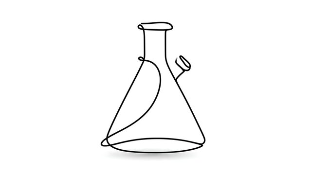 Erlenmeyer flask line art on white background.