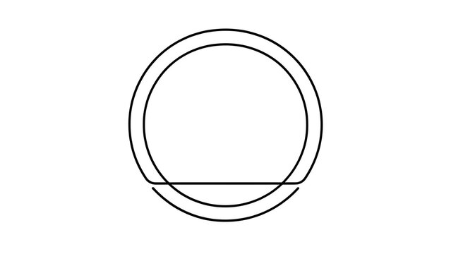 Minimalist black circle logo on white background.