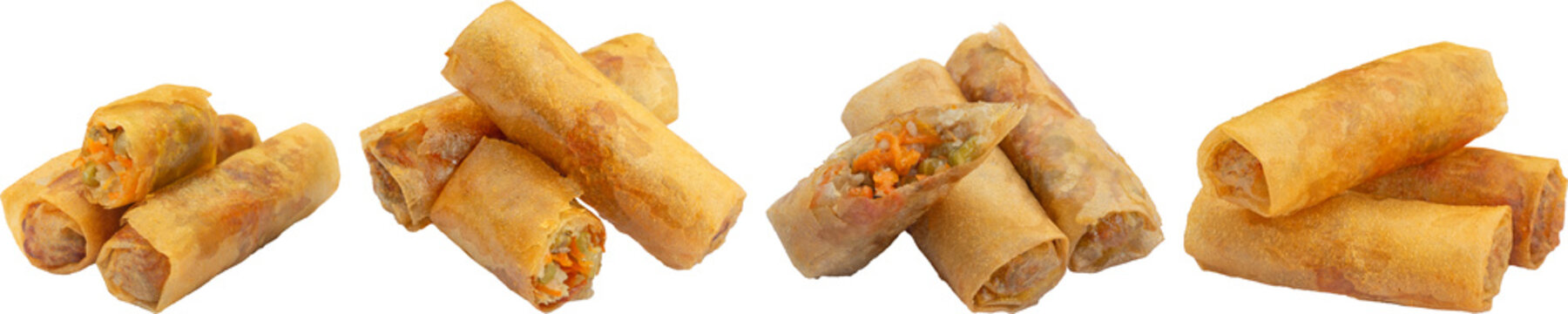 Crispy golden spring rolls, also known as egg rolls, with delicious savory fillings.