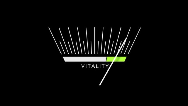Vitality gauge meter animation: digital health and energy level indicator for ui