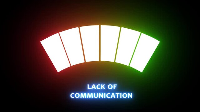 Lack of communication concept: animated progress bar filling from red to green on black background loading