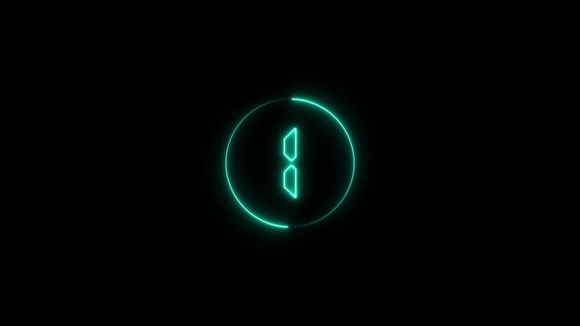 5 to 1 second modern digital countdown timer neon light style on black background, 5 seconds simple countdown timer. Circle countdown timer 5 sec animation.